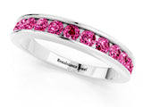 White gold Channel Set Round Pink Sapphire Eternity Band_19