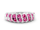 White gold Channel Set Round Pink Sapphire Multi-Row Band_6