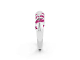 White gold Channel Set Round Pink Sapphire Multi-Row Band_8