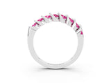 White gold Channel Set Round Pink Sapphire Multi-Row Band_9