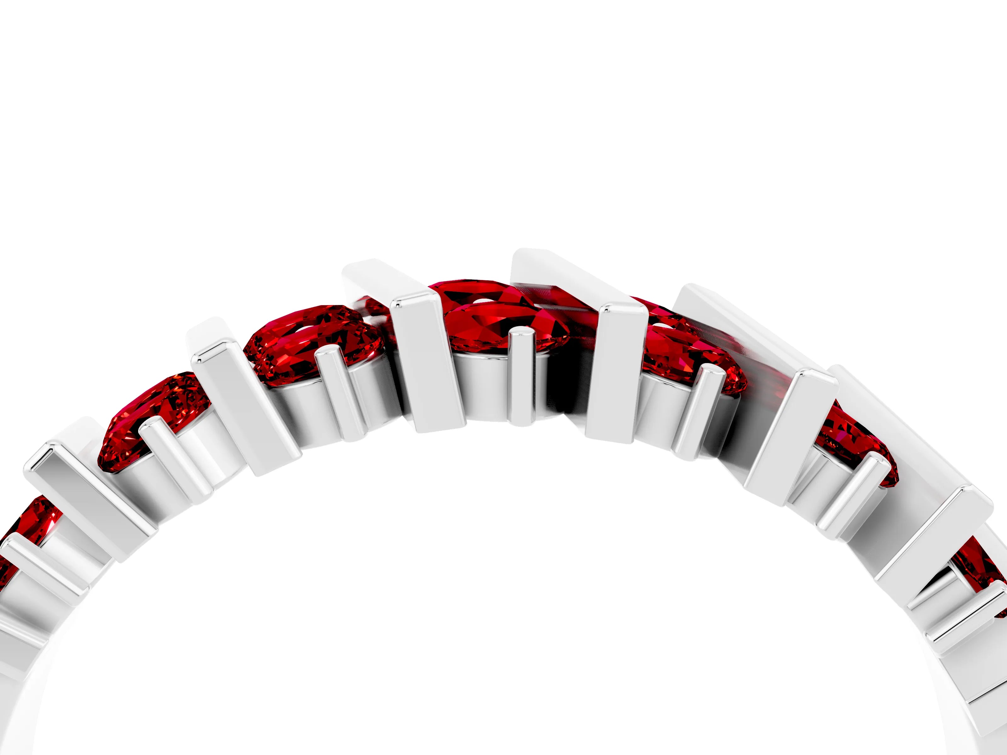 White gold Channel Set Round Ruby Anniversary Band with Vertical Prongs_10