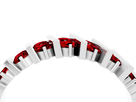 White gold Channel Set Round Ruby Anniversary Band with Vertical Prongs_10