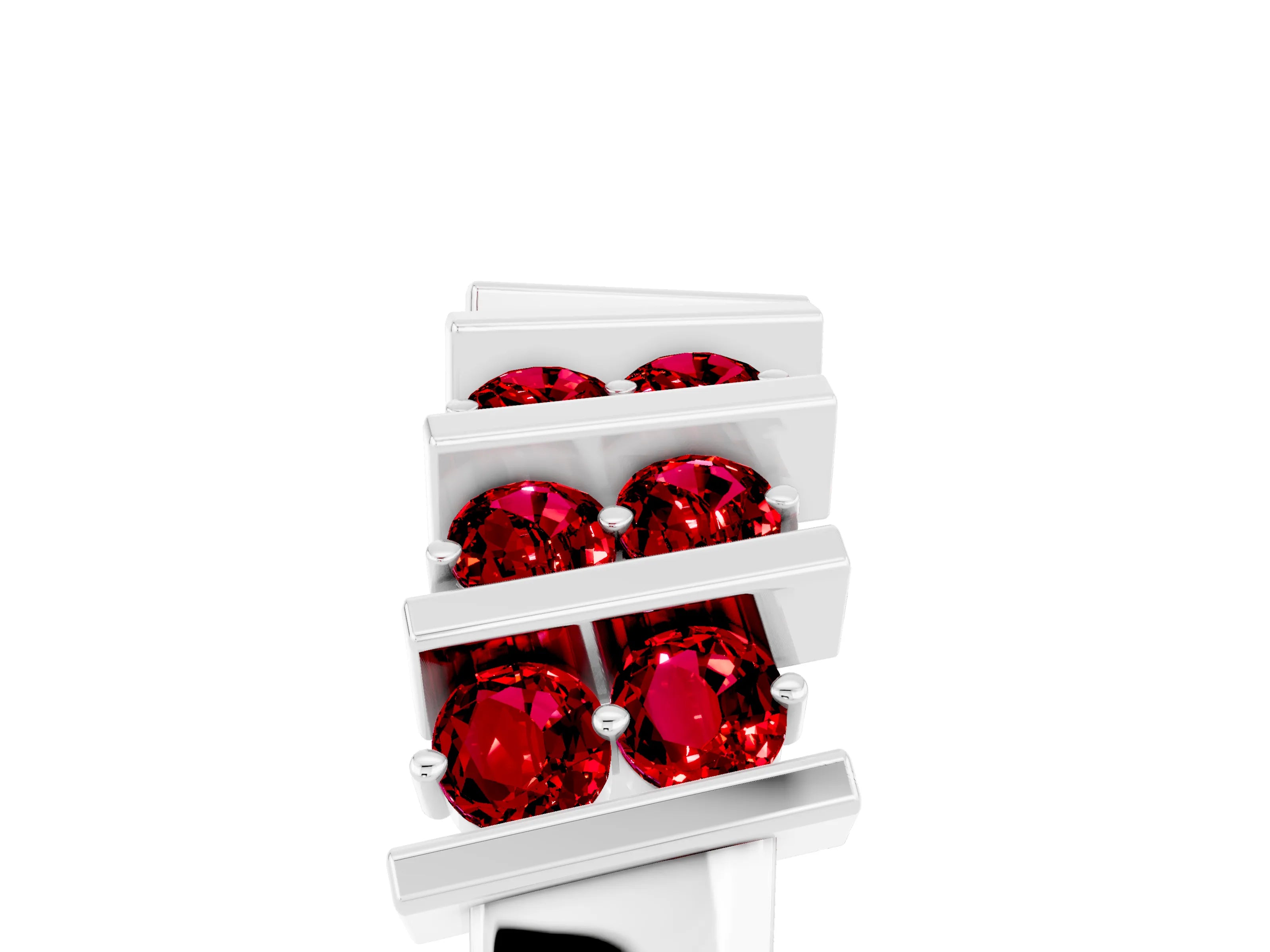 White gold Channel Set Round Ruby Anniversary Band with Vertical Prongs_11