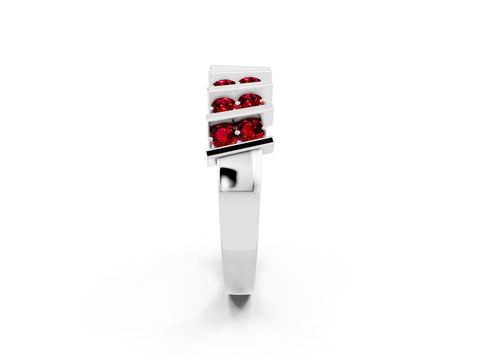 White gold Channel Set Round Ruby Anniversary Band with Vertical Prongs_8