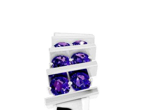 White gold Channel Set Round Tanzanite Anniversary Band with Vertical Prongs_11