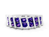 White gold Channel Set Round Tanzanite Anniversary Band with Vertical Prongs_6