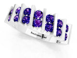 White gold Channel Set Round Tanzanite Anniversary Band with Vertical Prongs_7