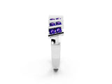 White gold Channel Set Round Tanzanite Anniversary Band with Vertical Prongs_8
