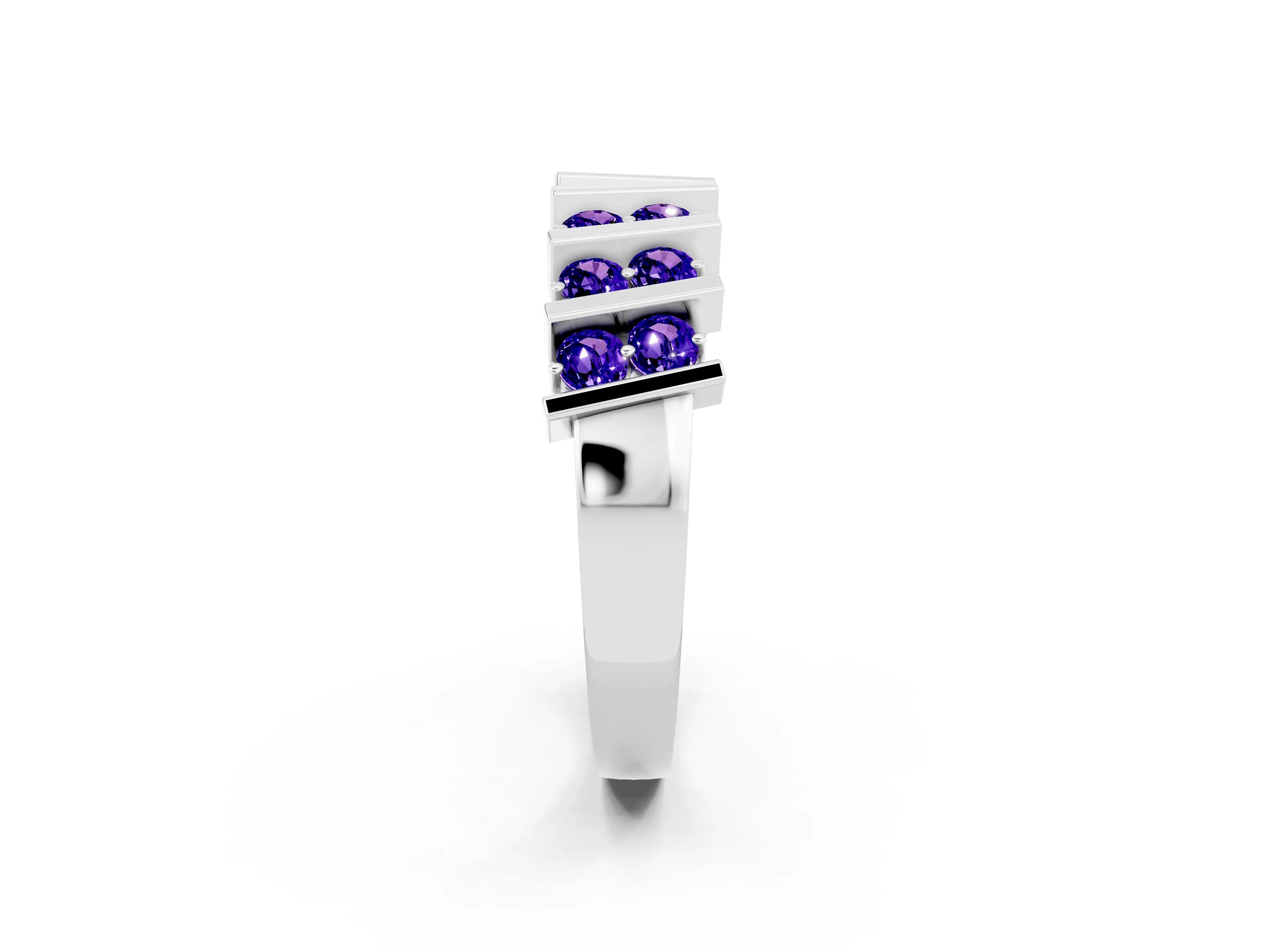 White gold Channel Set Round Tanzanite Anniversary Band with Vertical Prongs_8