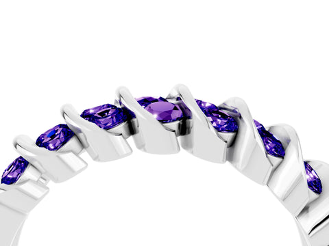 White gold Channel Set Round Tanzanite Multi-Row Band_10