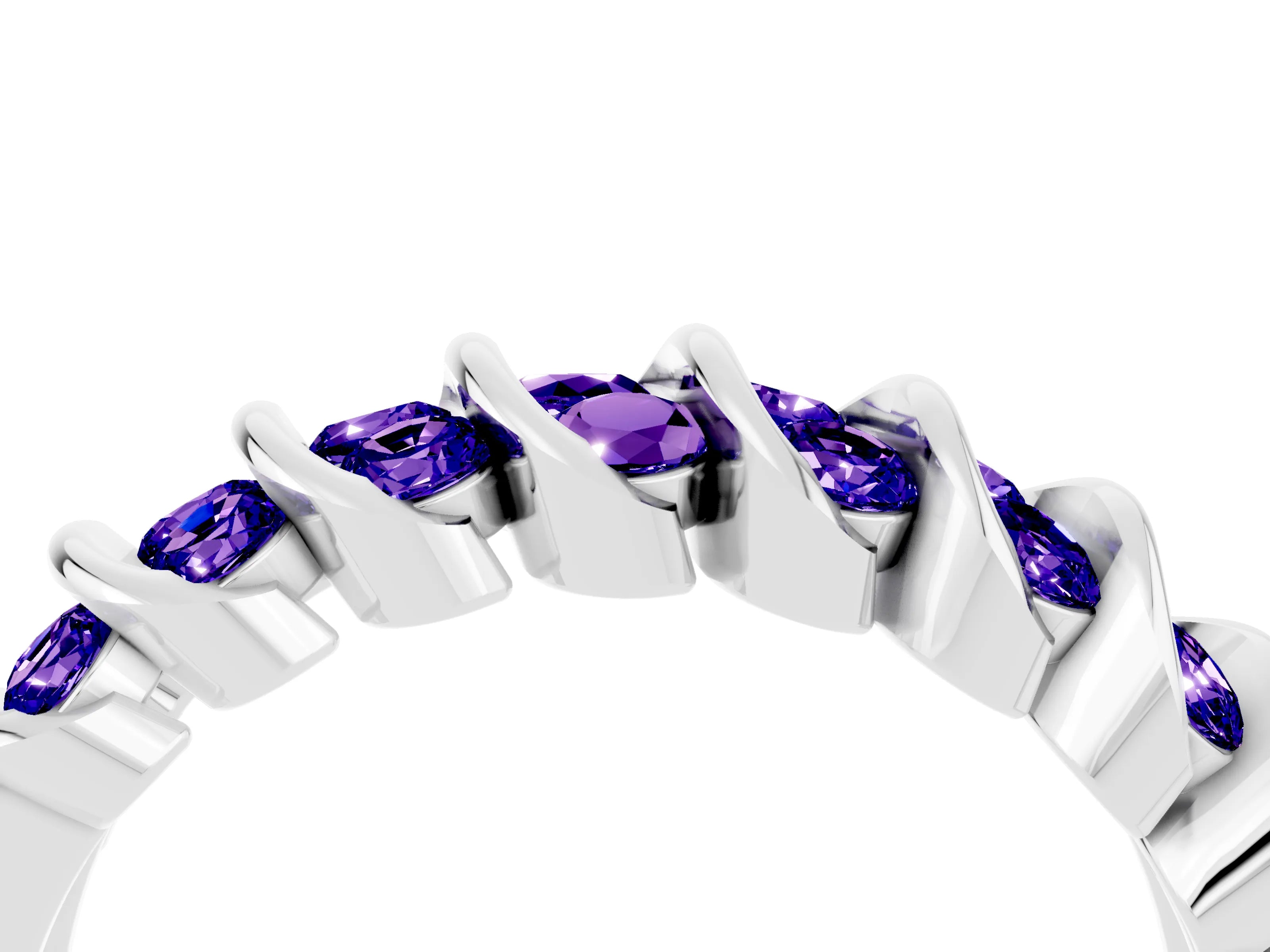 White gold Channel Set Round Tanzanite Multi-Row Band_10