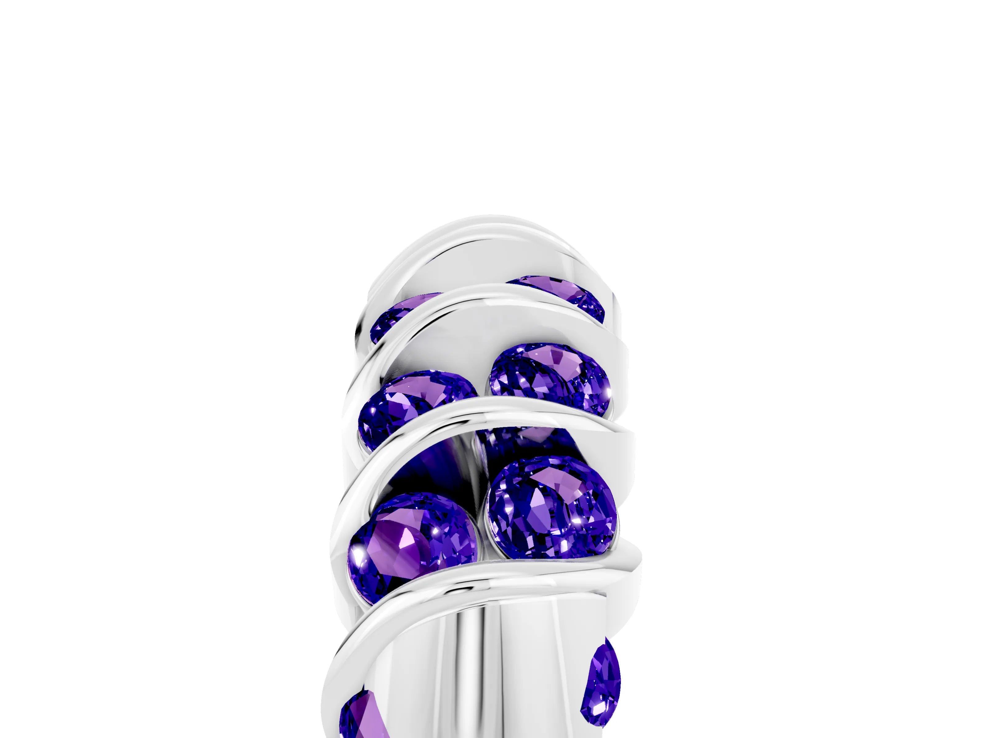 White gold Channel Set Round Tanzanite Multi-Row Band_11