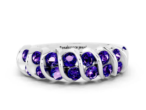 White gold Channel Set Round Tanzanite Multi-Row Band_6