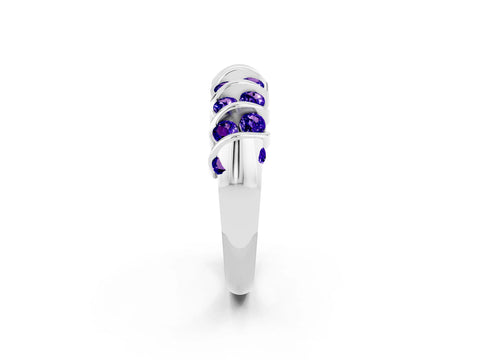 White gold Channel Set Round Tanzanite Multi-Row Band_8