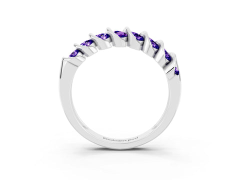 White gold Channel Set Round Tanzanite Multi-Row Band_9