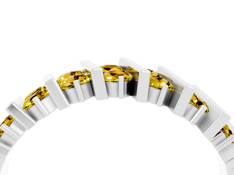White gold Channel Set Round Yellow Sapphire Anniversary Band with Vertical Prongs_10