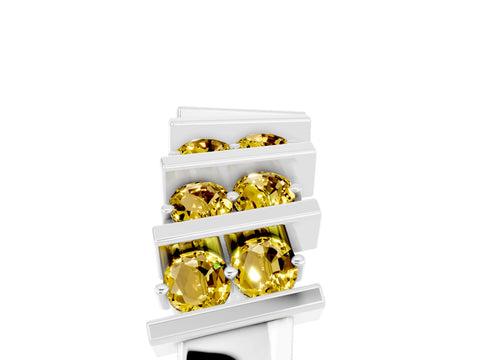 White gold Channel Set Round Yellow Sapphire Anniversary Band with Vertical Prongs_11