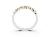 White gold Channel Set Round Yellow Sapphire Anniversary Band with Vertical Prongs_9
