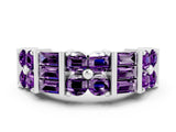 White gold Channel Set Round and Baguette Amethyst Anniversary Band with Prong Setting_18