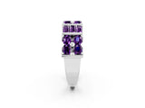 White gold Channel Set Round and Baguette Amethyst Anniversary Band with Prong Setting_20
