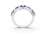 White gold Channel Set Round and Baguette Amethyst Anniversary Band with Prong Setting_21