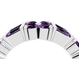 White gold Channel Set Round and Baguette Amethyst Anniversary Band with Prong Setting_22