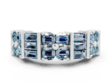 White gold Channel Set Round and Baguette Aquamarine Anniversary Band with Prong Setting_18