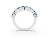 White gold Channel Set Round and Baguette Aquamarine Anniversary Band with Prong Setting_21