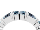 White gold Channel Set Round and Baguette Aquamarine Anniversary Band with Prong Setting_22