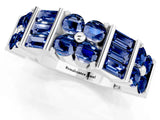 White gold Channel Set Round and Baguette Blue Sapphire Anniversary Band with Prong Setting_19