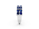 White gold Channel Set Round and Baguette Blue Sapphire Anniversary Band with Prong Setting_20