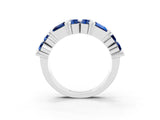 White gold Channel Set Round and Baguette Blue Sapphire Anniversary Band with Prong Setting_21