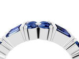 White gold Channel Set Round and Baguette Blue Sapphire Anniversary Band with Prong Setting_22