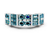 White gold Channel Set Round and Baguette Blue Topaz Anniversary Band with Prong Setting_18