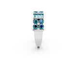 White gold Channel Set Round and Baguette Blue Topaz Anniversary Band with Prong Setting_20
