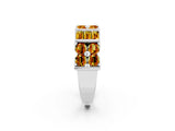 White gold Channel Set Round and Baguette Citrine Anniversary Band with Prong Setting_20