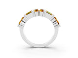 White gold Channel Set Round and Baguette Citrine Anniversary Band with Prong Setting_21