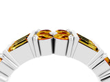 White gold Channel Set Round and Baguette Citrine Anniversary Band with Prong Setting_22