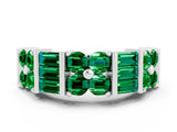 White gold Channel Set Round and Baguette Emerald Anniversary Band with Prong Setting_18
