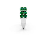 White gold Channel Set Round and Baguette Emerald Anniversary Band with Prong Setting_20