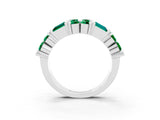 White gold Channel Set Round and Baguette Emerald Anniversary Band with Prong Setting_21