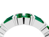 White gold Channel Set Round and Baguette Emerald Anniversary Band with Prong Setting_22