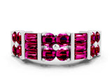 White gold Channel Set Round and Baguette Garnet Anniversary Band with Prong Setting_18