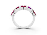 White gold Channel Set Round and Baguette Garnet Anniversary Band with Prong Setting_21