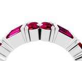 White gold Channel Set Round and Baguette Garnet Anniversary Band with Prong Setting_22
