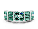 White gold Channel Set Round and Baguette Green Sapphire Anniversary Band with Prong Setting_18