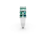 White gold Channel Set Round and Baguette Green Sapphire Anniversary Band with Prong Setting_20