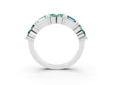 White gold Channel Set Round and Baguette Green Sapphire Anniversary Band with Prong Setting_21