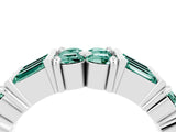 White gold Channel Set Round and Baguette Green Sapphire Anniversary Band with Prong Setting_22
