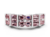 White gold Channel Set Round and Baguette Morganite Anniversary Band with Prong Setting_18